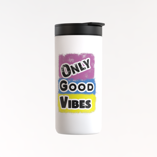 "Only Good Vibes" Small Travel Mug | Stainless Steel Coffee Thermos